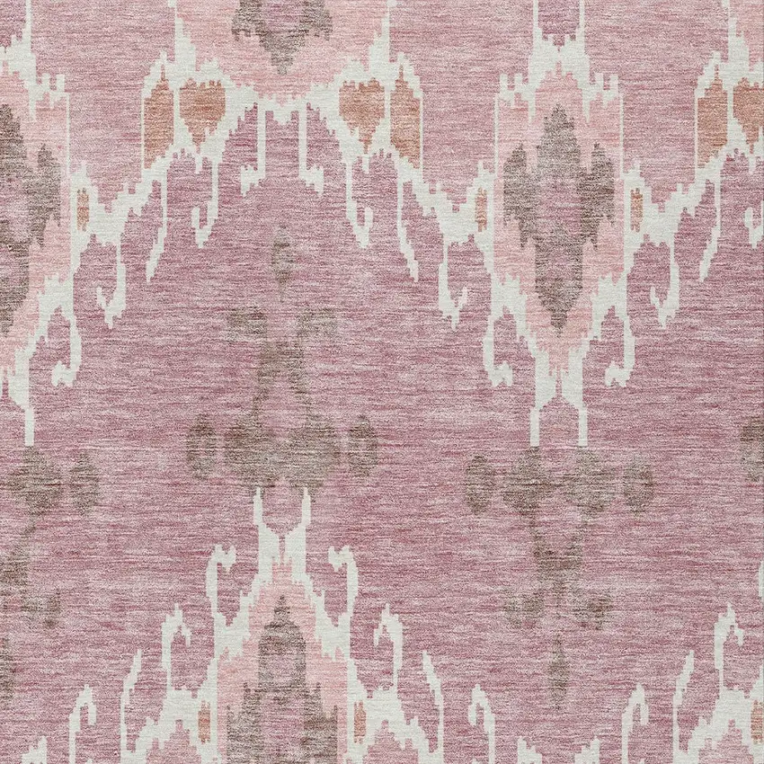 Blush Pink And Ivory Ikat Washable Indoor Outdoor Area Rug Photo 4