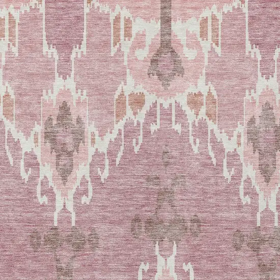 Blush Pink And Ivory Ikat Washable Indoor Outdoor Area Rug Photo 4