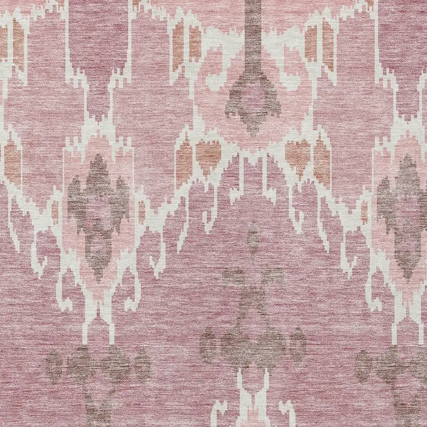 Blush Pink And Ivory Ikat Washable Indoor Outdoor Area Rug Photo 4
