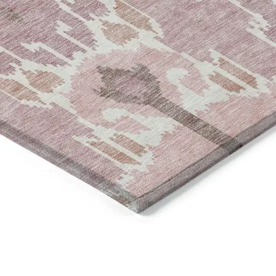 Blush Pink And Ivory Ikat Washable Indoor Outdoor Area Rug Photo 3