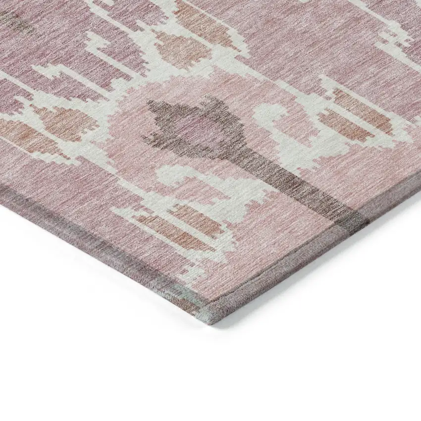 Blush Pink And Ivory Ikat Washable Indoor Outdoor Area Rug Photo 3