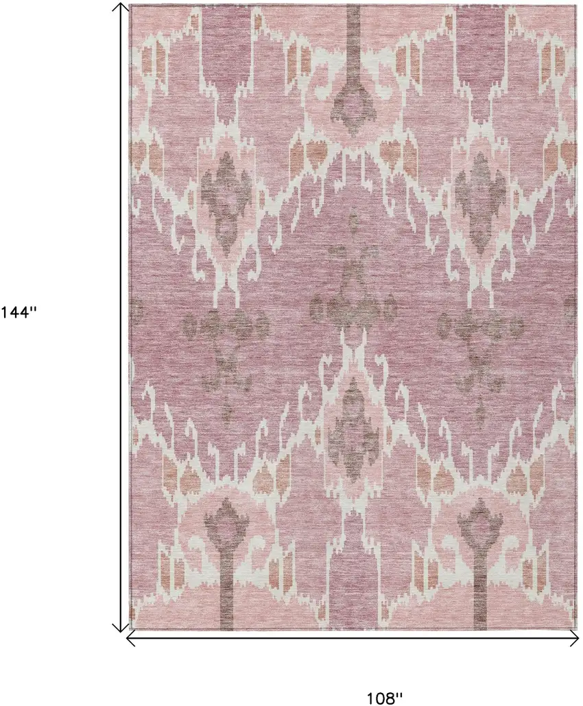 Blush Pink And Ivory Ikat Washable Indoor Outdoor Area Rug Photo 9
