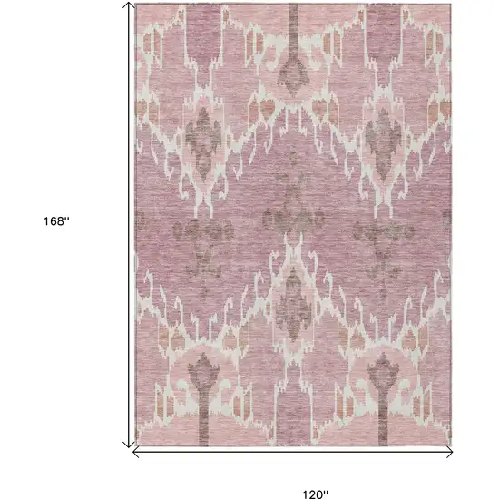 Blush Pink And Ivory Ikat Washable Indoor Outdoor Area Rug Photo 3