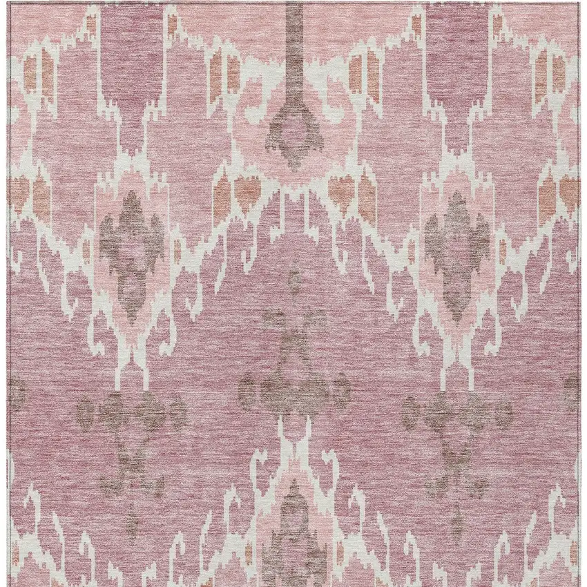 Blush Pink And Ivory Ikat Washable Indoor Outdoor Area Rug Photo 5