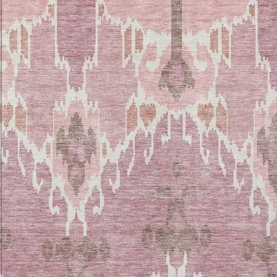 Blush Pink And Ivory Ikat Washable Indoor Outdoor Area Rug Photo 4