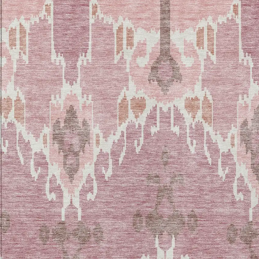 Blush Pink And Ivory Ikat Washable Indoor Outdoor Area Rug Photo 4