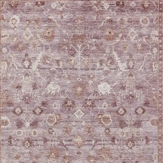 Blush Pink And Ivory Oriental Washable Indoor Outdoor Area Rug Photo 4