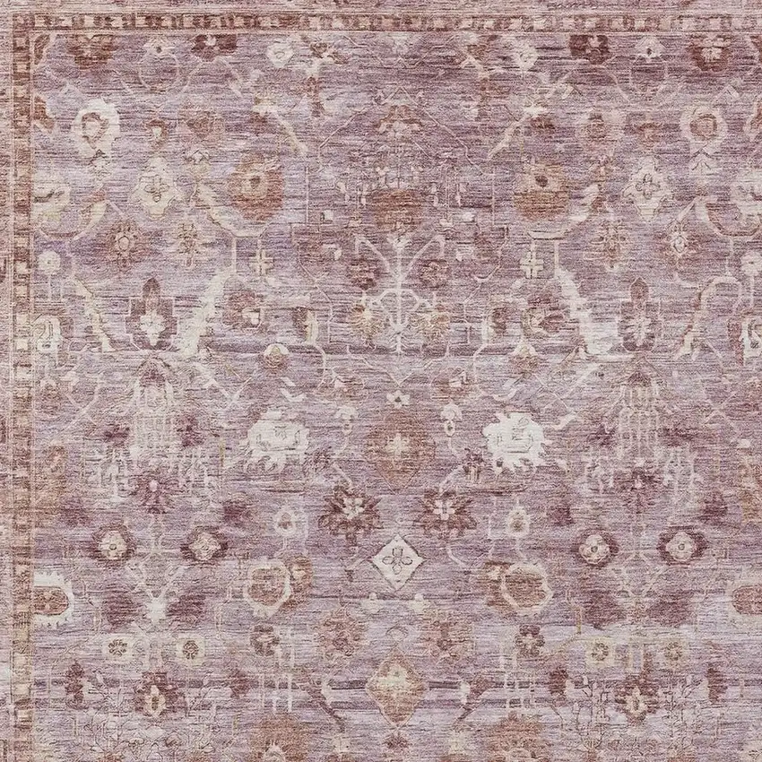 Blush Pink And Ivory Oriental Washable Indoor Outdoor Area Rug Photo 4