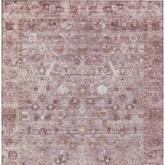Blush Pink And Ivory Oriental Washable Indoor Outdoor Area Rug Photo 4