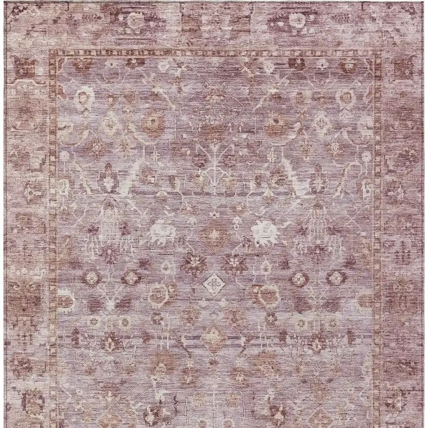 Blush Pink And Ivory Oriental Washable Indoor Outdoor Area Rug Photo 4