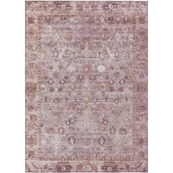 Blush Pink And Ivory Oriental Washable Indoor Outdoor Area Rug Photo 1
