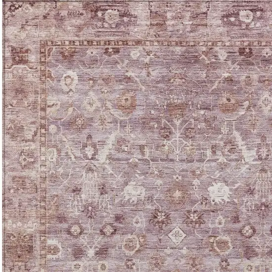 Blush Pink And Ivory Oriental Washable Indoor Outdoor Area Rug Photo 3