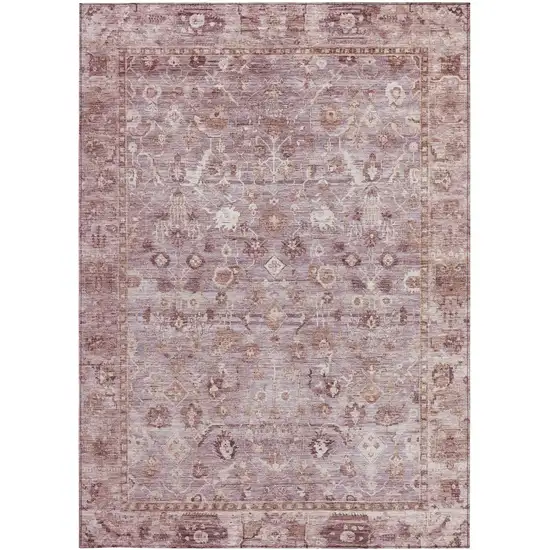 Blush Pink And Ivory Oriental Washable Indoor Outdoor Area Rug Photo 4