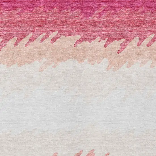 Blush Pink And Ivory Striped Washable Indoor Outdoor Area Rug Photo 6