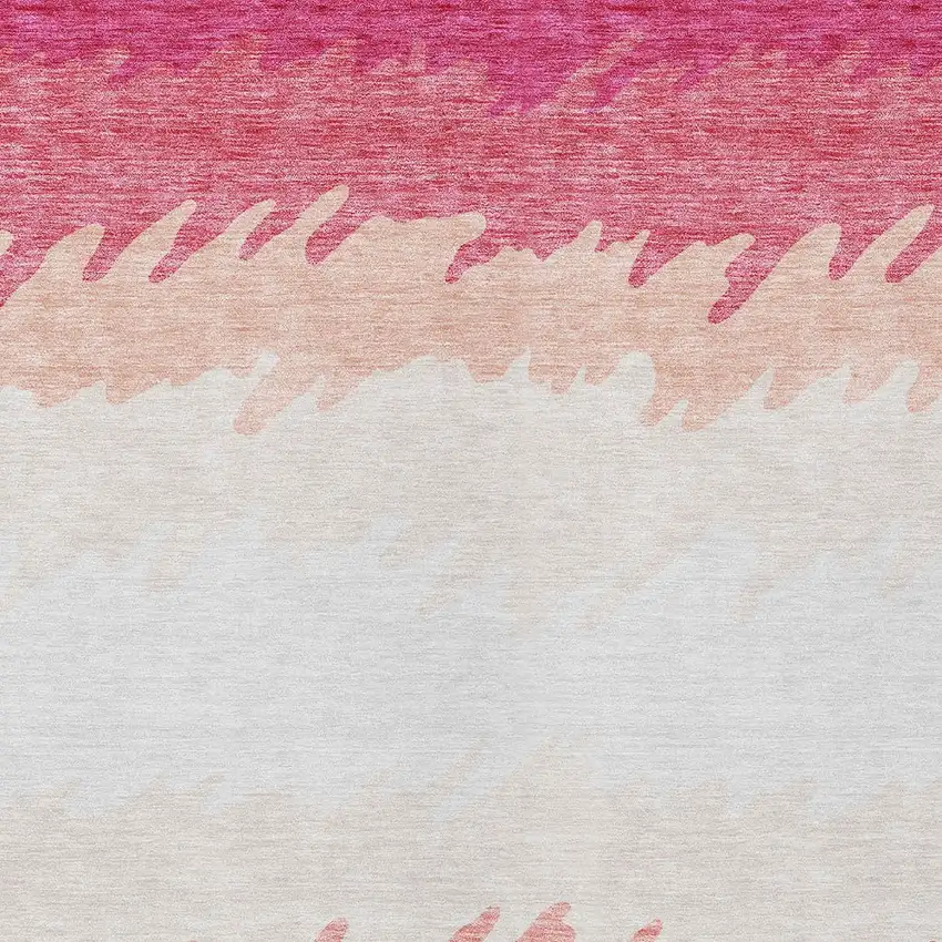 Blush Pink And Ivory Striped Washable Indoor Outdoor Area Rug Photo 6