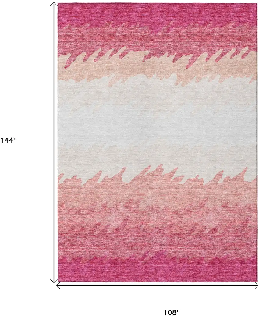 Blush Pink And Ivory Striped Washable Indoor Outdoor Area Rug Photo 3