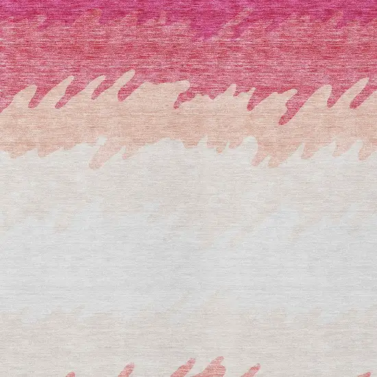 Blush Pink And Ivory Striped Washable Indoor Outdoor Area Rug Photo 5