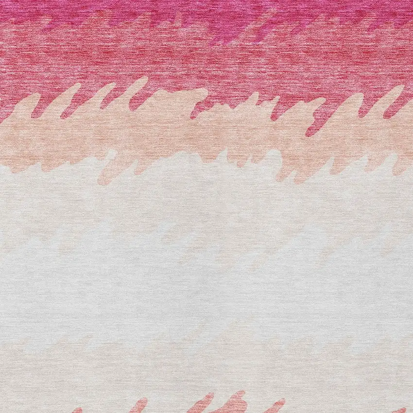 Blush Pink And Ivory Striped Washable Indoor Outdoor Area Rug Photo 5