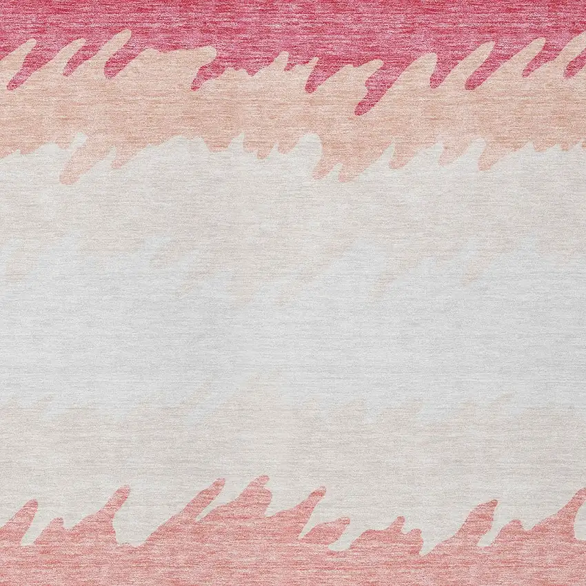 Blush Pink And Ivory Striped Washable Indoor Outdoor Area Rug Photo 5