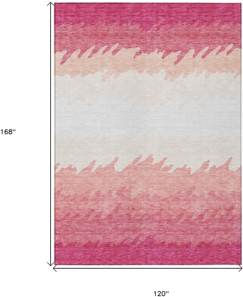 Blush Pink And Ivory Striped Washable Indoor Outdoor Area Rug Photo 3