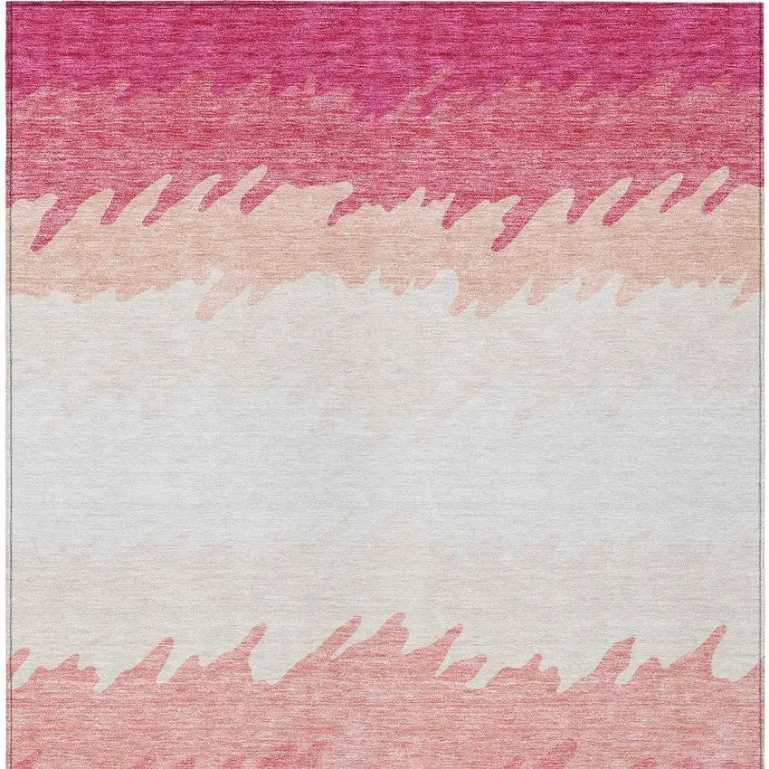 Blush Pink And Ivory Striped Washable Indoor Outdoor Area Rug Photo 6