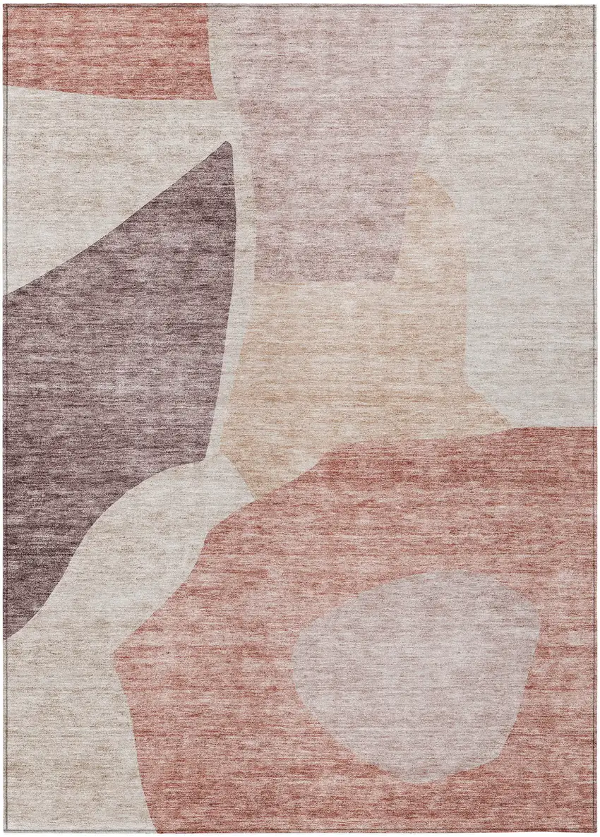 Blush Pink And Mauve Abstract Washable Indoor Outdoor Area Rug Photo 2