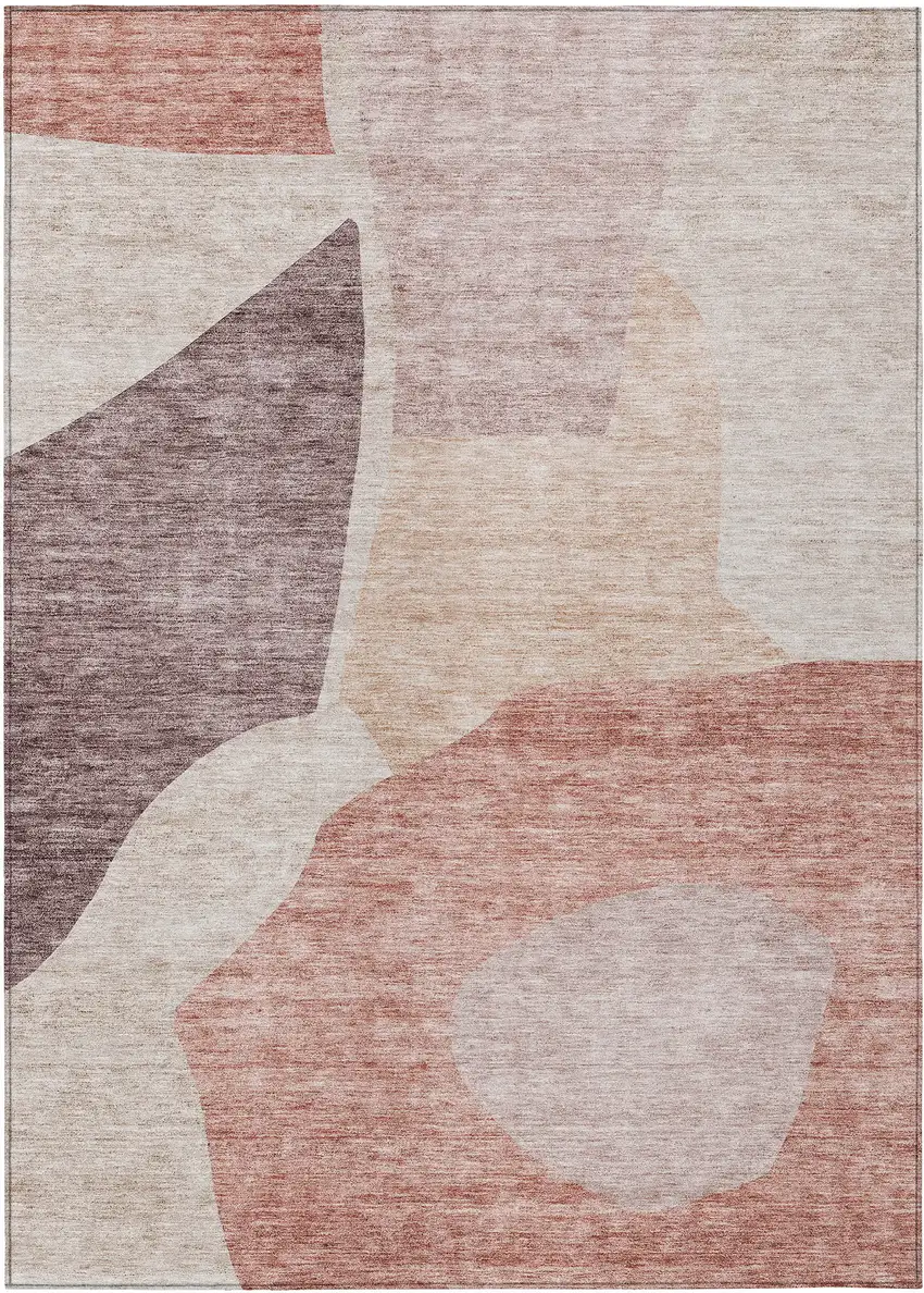 Blush Pink And Mauve Abstract Washable Indoor Outdoor Area Rug Photo 2