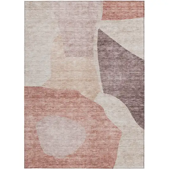Blush Pink And Mauve Abstract Washable Indoor Outdoor Area Rug Photo 6