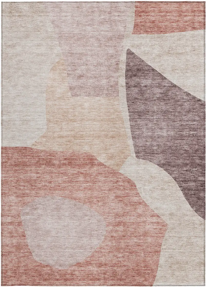 Blush Pink And Mauve Abstract Washable Indoor Outdoor Area Rug Photo 6