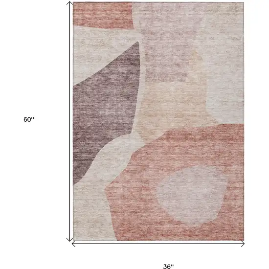 Blush Pink And Mauve Abstract Washable Indoor Outdoor Area Rug Photo 3
