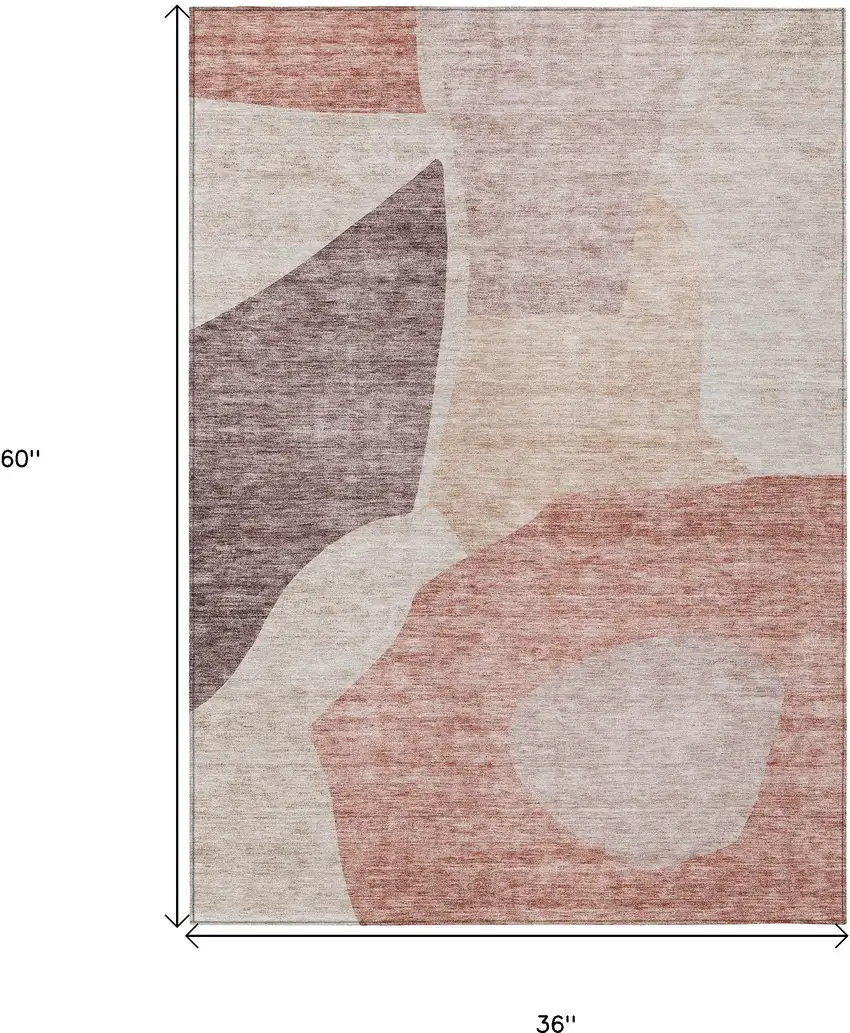 Blush Pink And Mauve Abstract Washable Indoor Outdoor Area Rug Photo 3