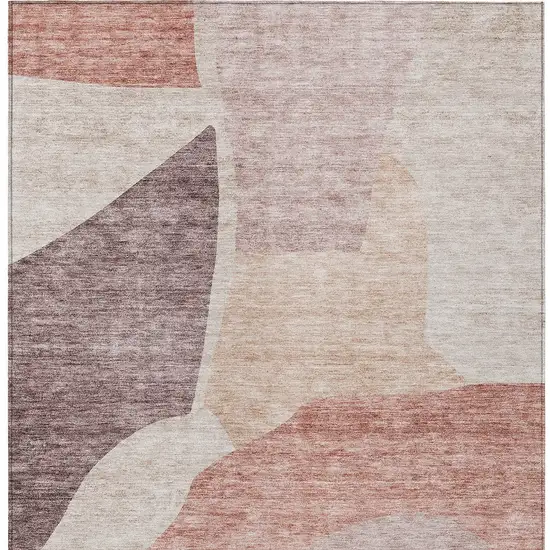 Blush Pink And Mauve Abstract Washable Indoor Outdoor Area Rug Photo 5