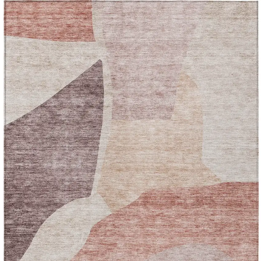 Blush Pink And Mauve Abstract Washable Indoor Outdoor Area Rug Photo 5