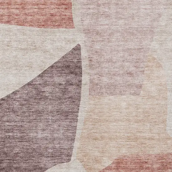 Blush Pink And Mauve Abstract Washable Indoor Outdoor Area Rug Photo 6