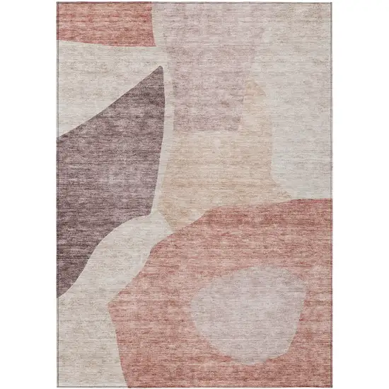 Blush Pink And Mauve Abstract Washable Indoor Outdoor Area Rug Photo 2