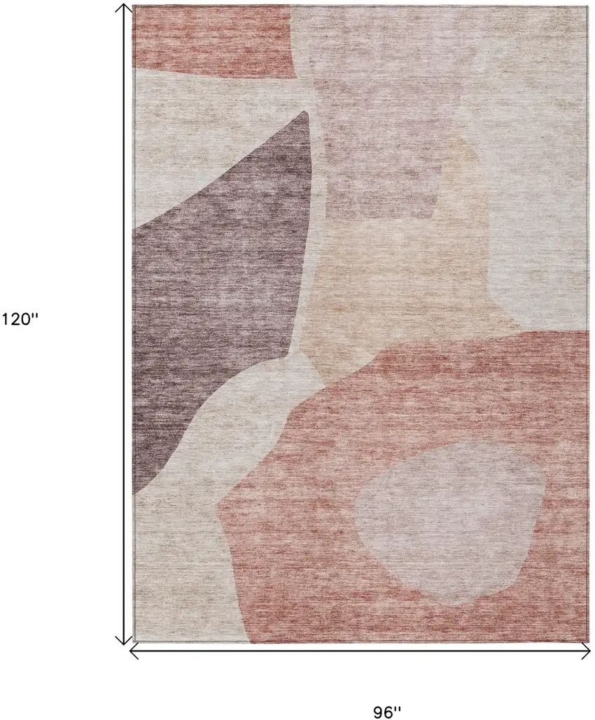 Blush Pink And Mauve Abstract Washable Indoor Outdoor Area Rug Photo 6