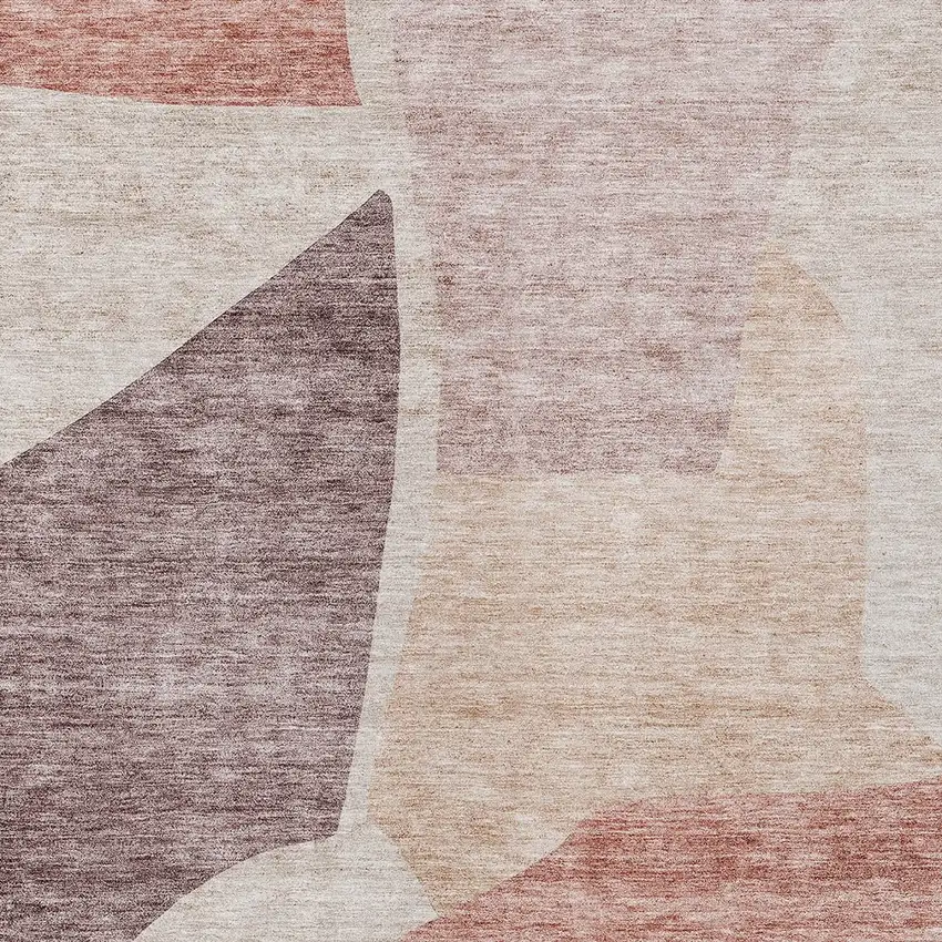 Blush Pink And Mauve Abstract Washable Indoor Outdoor Area Rug Photo 5