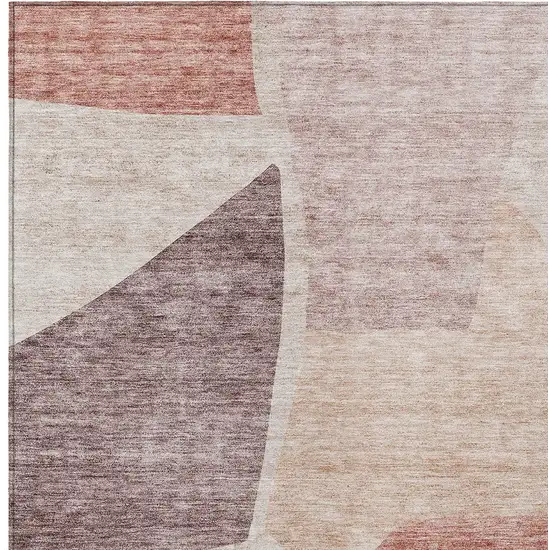 Blush Pink And Mauve Abstract Washable Indoor Outdoor Area Rug Photo 6