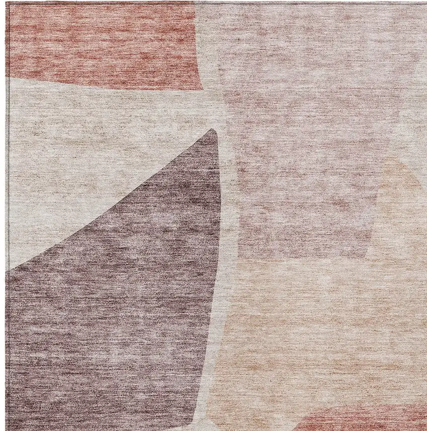 Blush Pink And Mauve Abstract Washable Indoor Outdoor Area Rug Photo 6