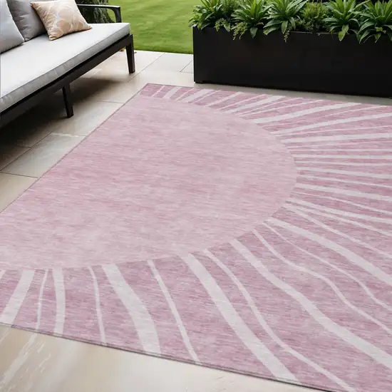 Blush Pink And Mauve Abstract Washable Indoor Outdoor Area Rug Photo 1