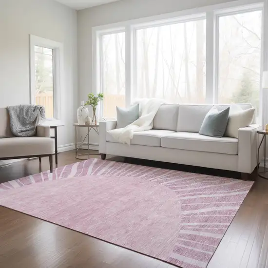 Blush Pink And Mauve Abstract Washable Indoor Outdoor Area Rug Photo 9