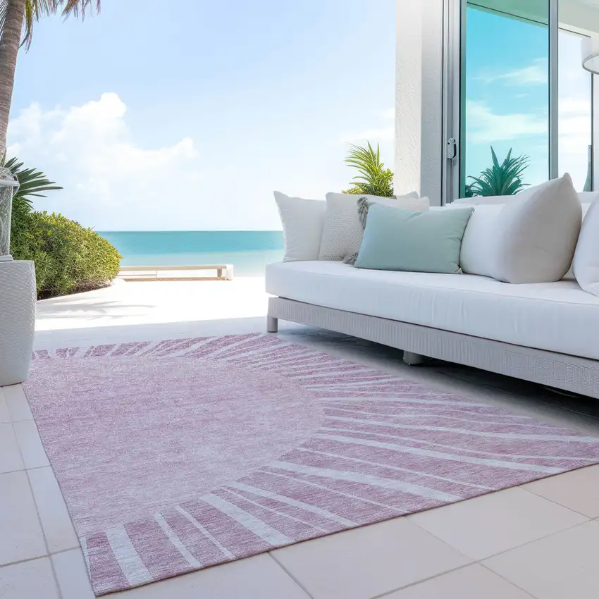 Blush Pink And Mauve Abstract Washable Indoor Outdoor Area Rug Photo 9