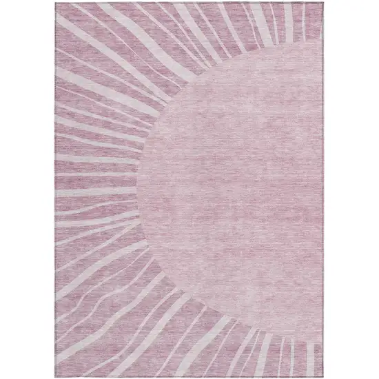 Blush Pink And Mauve Abstract Washable Indoor Outdoor Area Rug Photo 6
