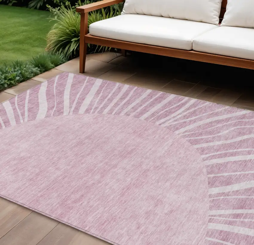 Blush Pink And Mauve Abstract Washable Indoor Outdoor Area Rug Photo 1