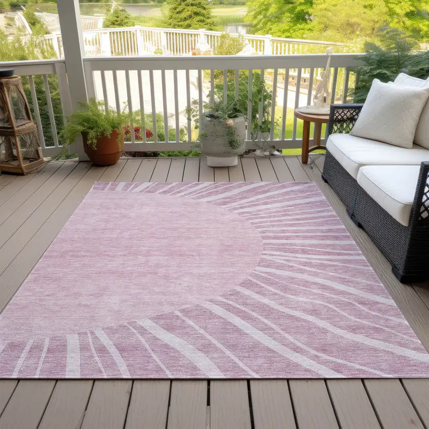 Blush Pink And Mauve Abstract Washable Indoor Outdoor Area Rug Photo 7