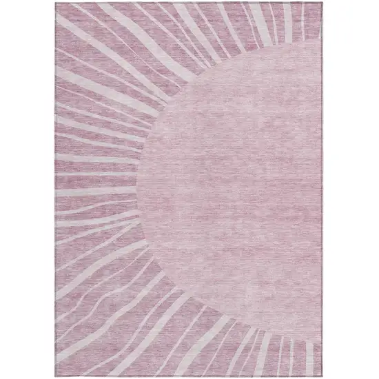 Blush Pink And Mauve Abstract Washable Indoor Outdoor Area Rug Photo 6