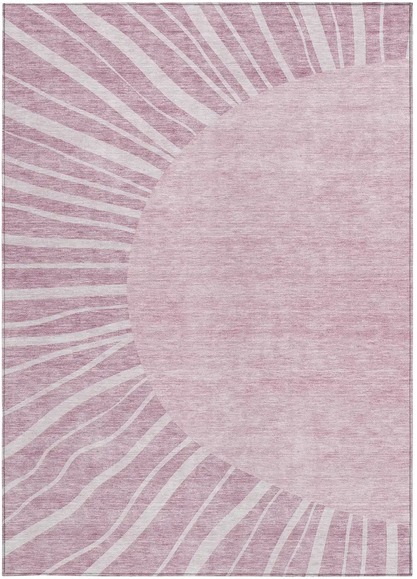 Blush Pink And Mauve Abstract Washable Indoor Outdoor Area Rug Photo 6