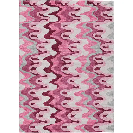 Blush Pink And Mauve Abstract Washable Indoor Outdoor Area Rug Photo 1
