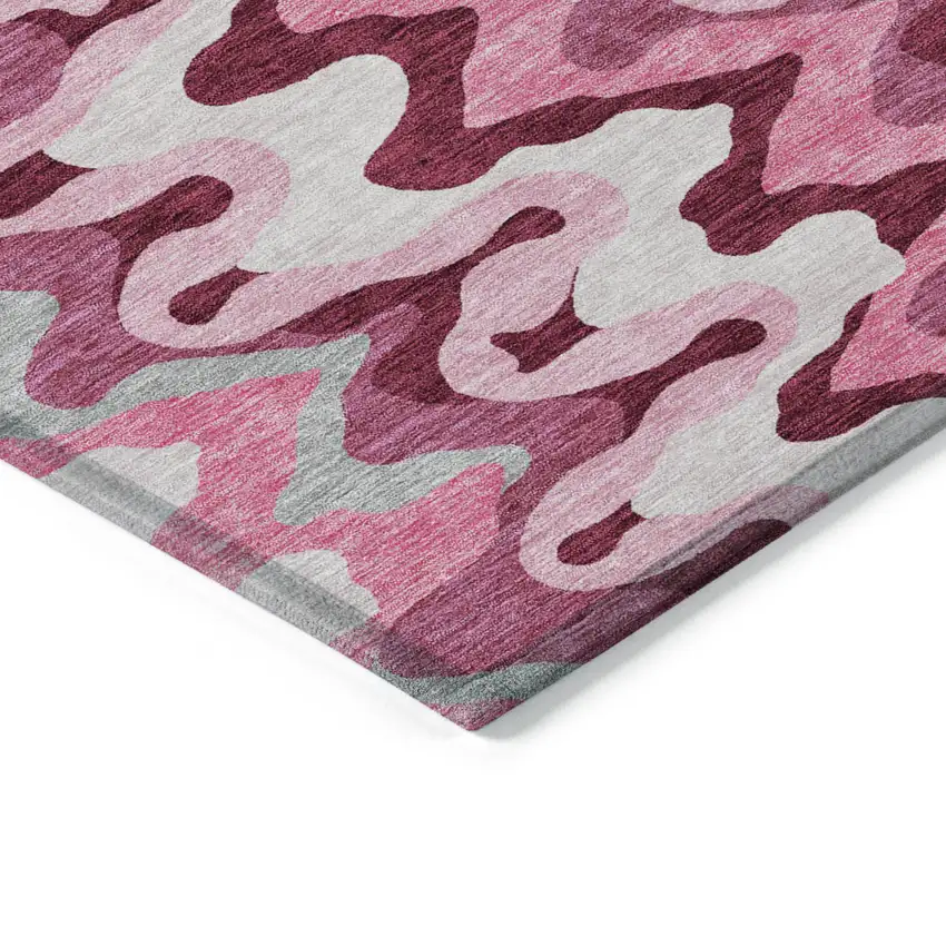 Blush Pink And Mauve Abstract Washable Indoor Outdoor Area Rug Photo 2