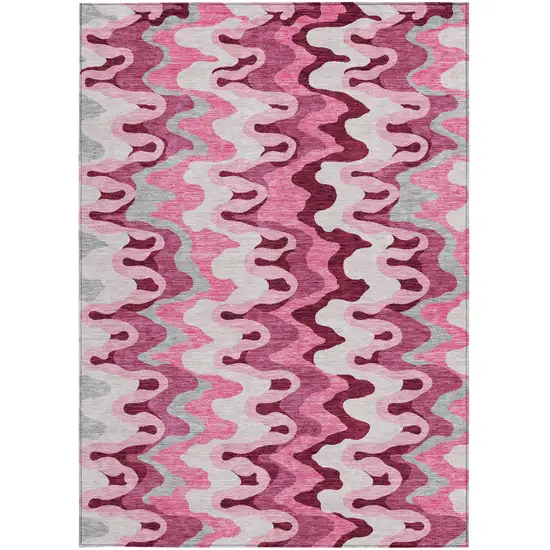 Blush Pink And Mauve Abstract Washable Indoor Outdoor Area Rug Photo 5